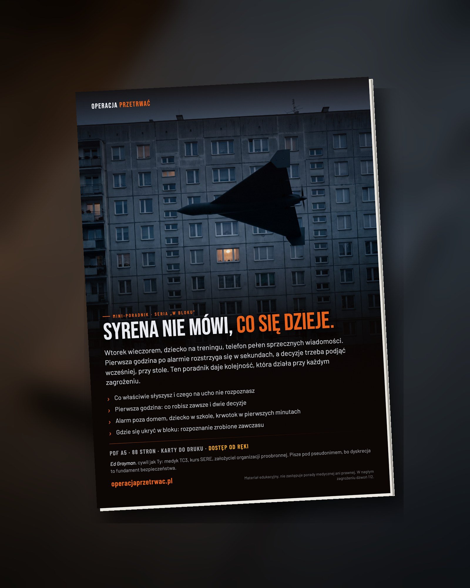 Alarm. Pierwsza godzina: tylna okładka broszury