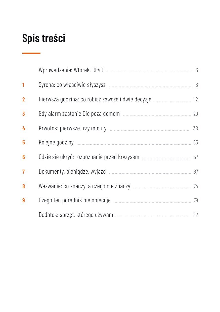 Alarm. Pierwsza godzina: spis treści