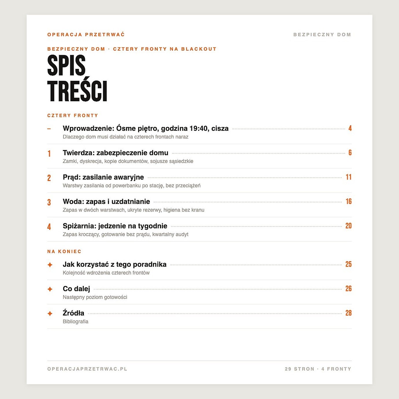Spis treści: Bezpieczny Dom, 29 stron