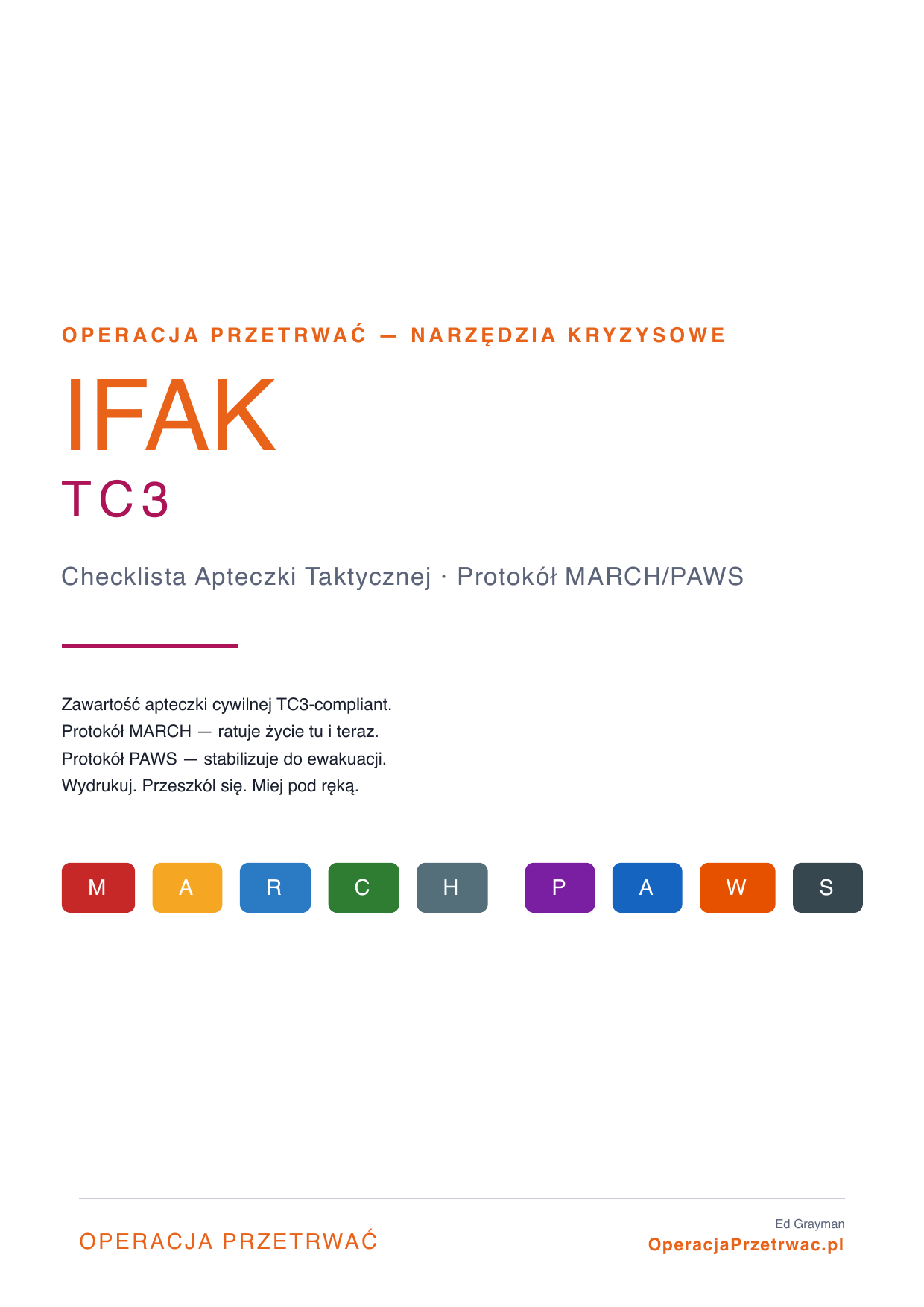 Okładka: Apteczka IFAK TC3