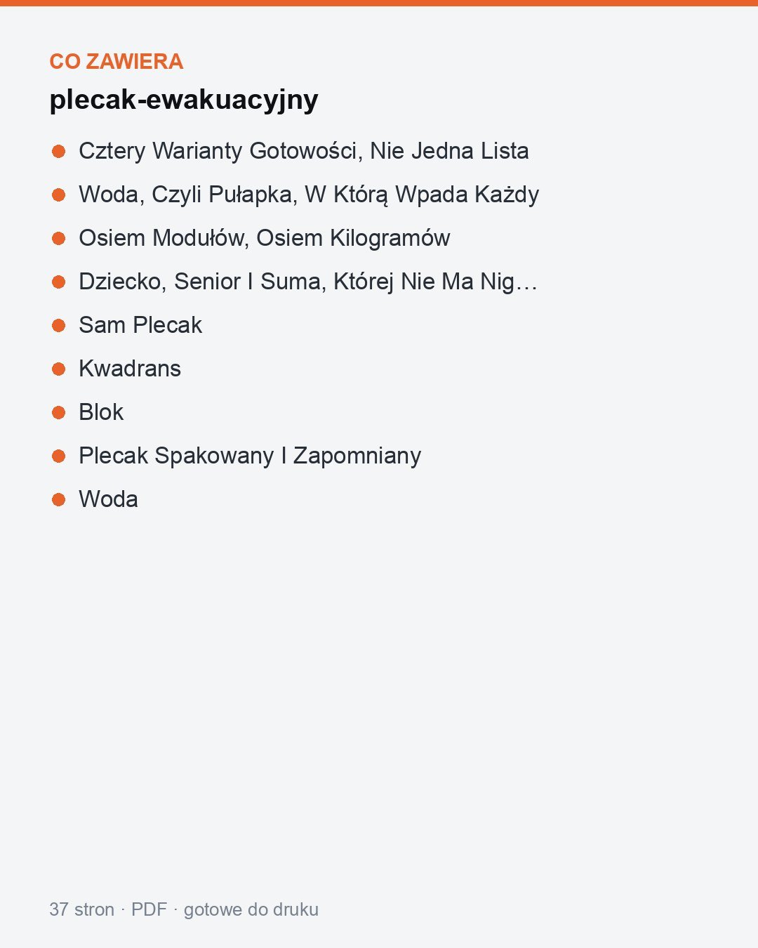Plecak Ewakuacyjny - co zawiera