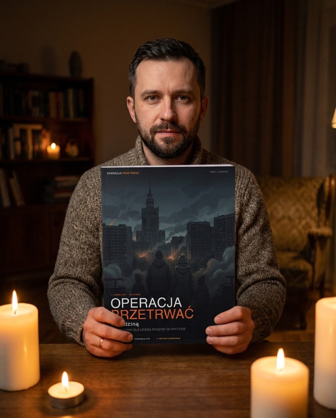 Operacja Przetrwać z Rodziną — książka w ręku
