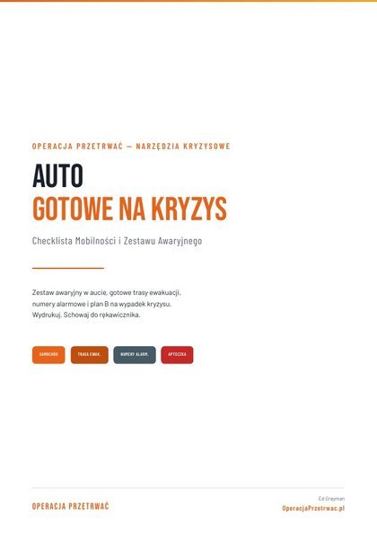 Arkusz Auto Gotowe na Kryzys, pierwsza strona