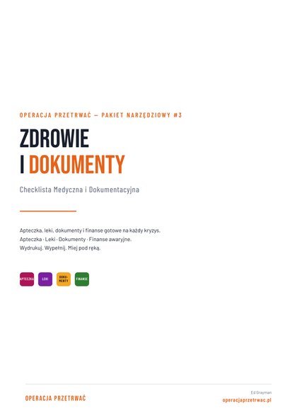 Arkusz Zdrowie i Dokumenty, pierwsza strona